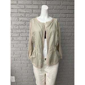 Coldwater Creek Women Linen Blend Open Front Sweater Size M